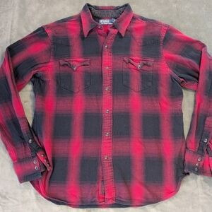 Vintage Polo by Ralph Lauren Red and Black Plaid Men’s Western Flannel Shirt